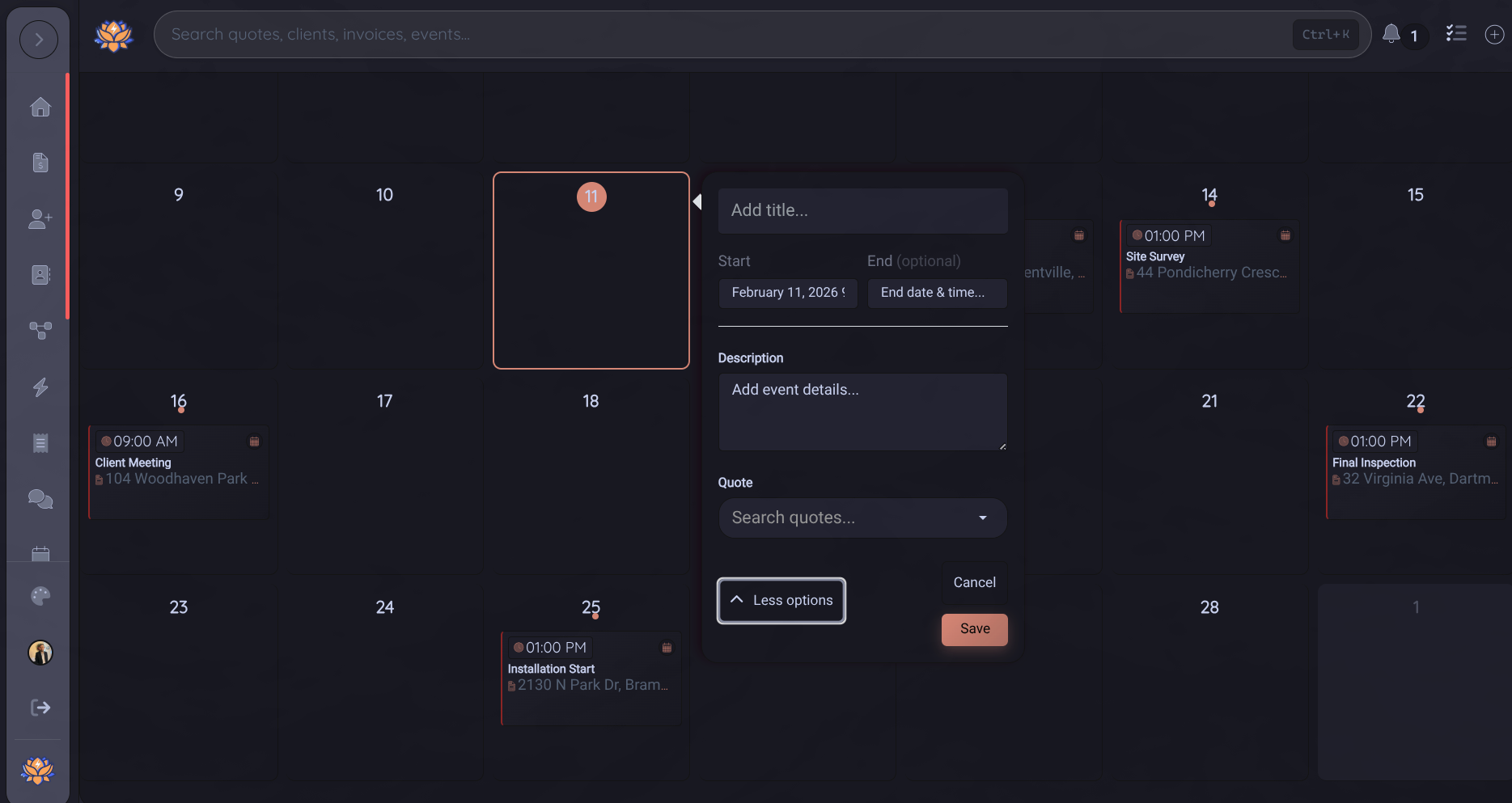Team shared calendar view