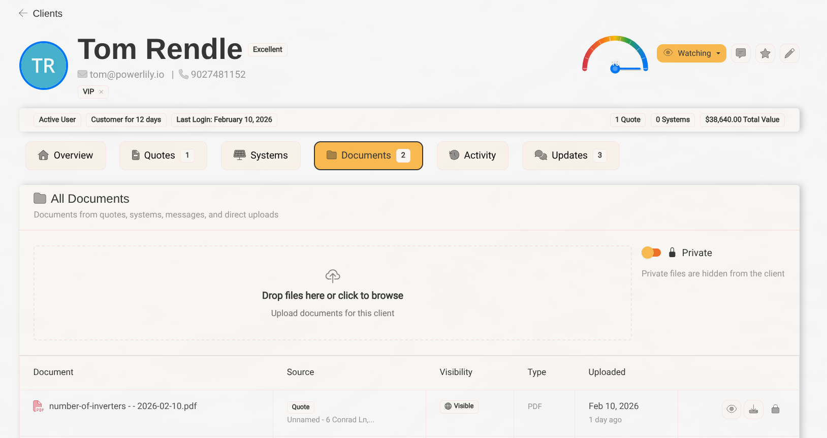 Client management profile